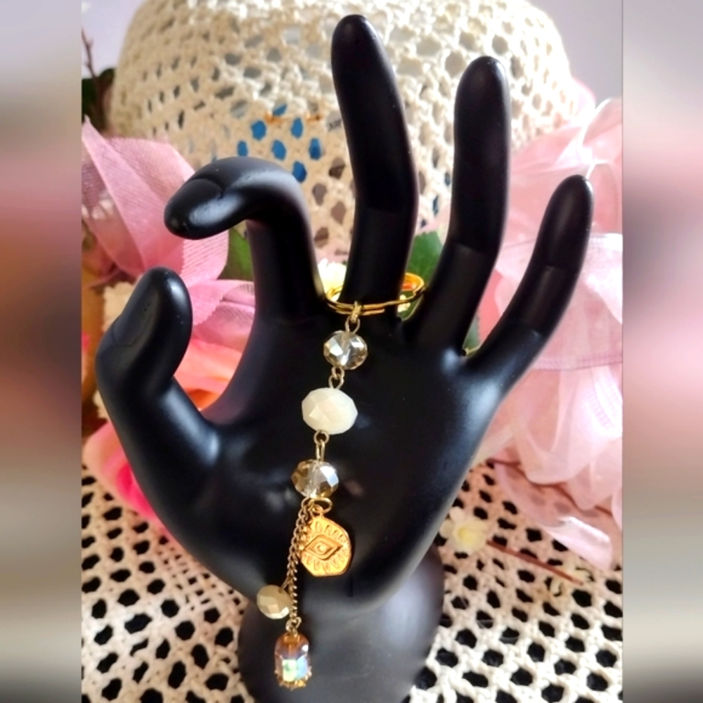 EVIL eye Charm Custom Designed keychain using Vintage Jewelry with